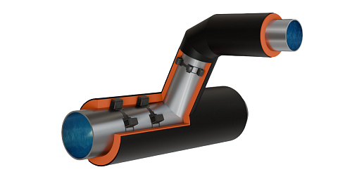 Тройниковое ответвление 32-32 1(2)-ППУ-ПЭ ГОСТ 8734/8732 Ст 20 (09Г2С) ГОСТ 30732-2020 производителя «Казанский завод теплоизолированных труб»